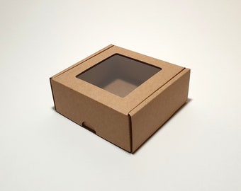 Cardboard gift boxes with transparent window and lid - 12 x 12 x 5 cm | 4.7 x 4.7 x 2 ''