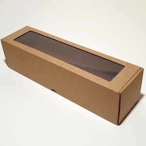 Cajas de regalo para botellas de vino de cartón con ventana y tapa transparentes - 32 x 8,3 x 8,3 cm / 12,6 x 3,25 x 3,25 ''