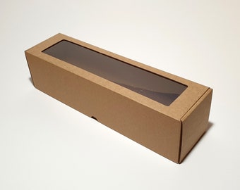 Wine bottle gift boxes from cardboard with transparent window and lid - 32 x 8.3 x 8.3 cm | 12.6 x 3.25 x 3.25 ''