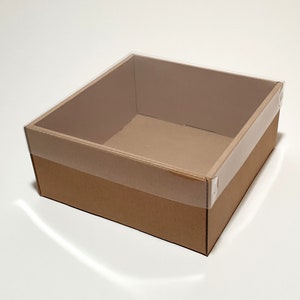Caixas de presente em cartão com tampa removível transparente - 15 x 15 x 7 cm | 5,9x5,9x2,75''