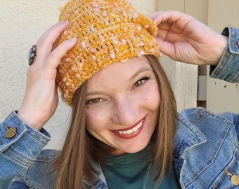 Butternut Slub Textured and Marled Hat Crochet Pattern PDF Instant Download