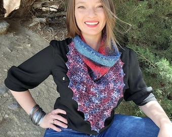 Cecily Handkerchief or Bandana Triangle Cowl with Mini Skeins Crochet Pattern PDF Instant Download