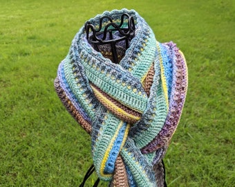 Wendover Textured Striped Stitch Sampler Scarf Crochet Pattern with Mini Skeins PDF Instant Download