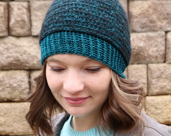 Baublette Marled Textured Hat Beanie Crochet Pattern PDF Instant Download