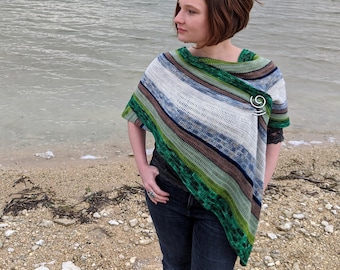 James River Asymmetric Rectangular Striped Wrap Shawl Crochet Pattern PDF Instant Download