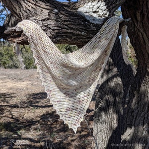 Botanical Impressions Triangle Shawl Single Skein Beaded Crochet Pattern PDF Instant Download