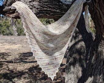 Botanical Impressions Triangle Shawl Single Skein Beaded Crochet Pattern PDF Instant Download