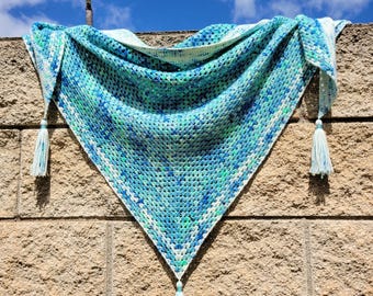 Granny at a Rave Triangle Shawl Crochet Pattern PDF Instant Download Easy Beginner Friendly Granny Square Stitch Wrap