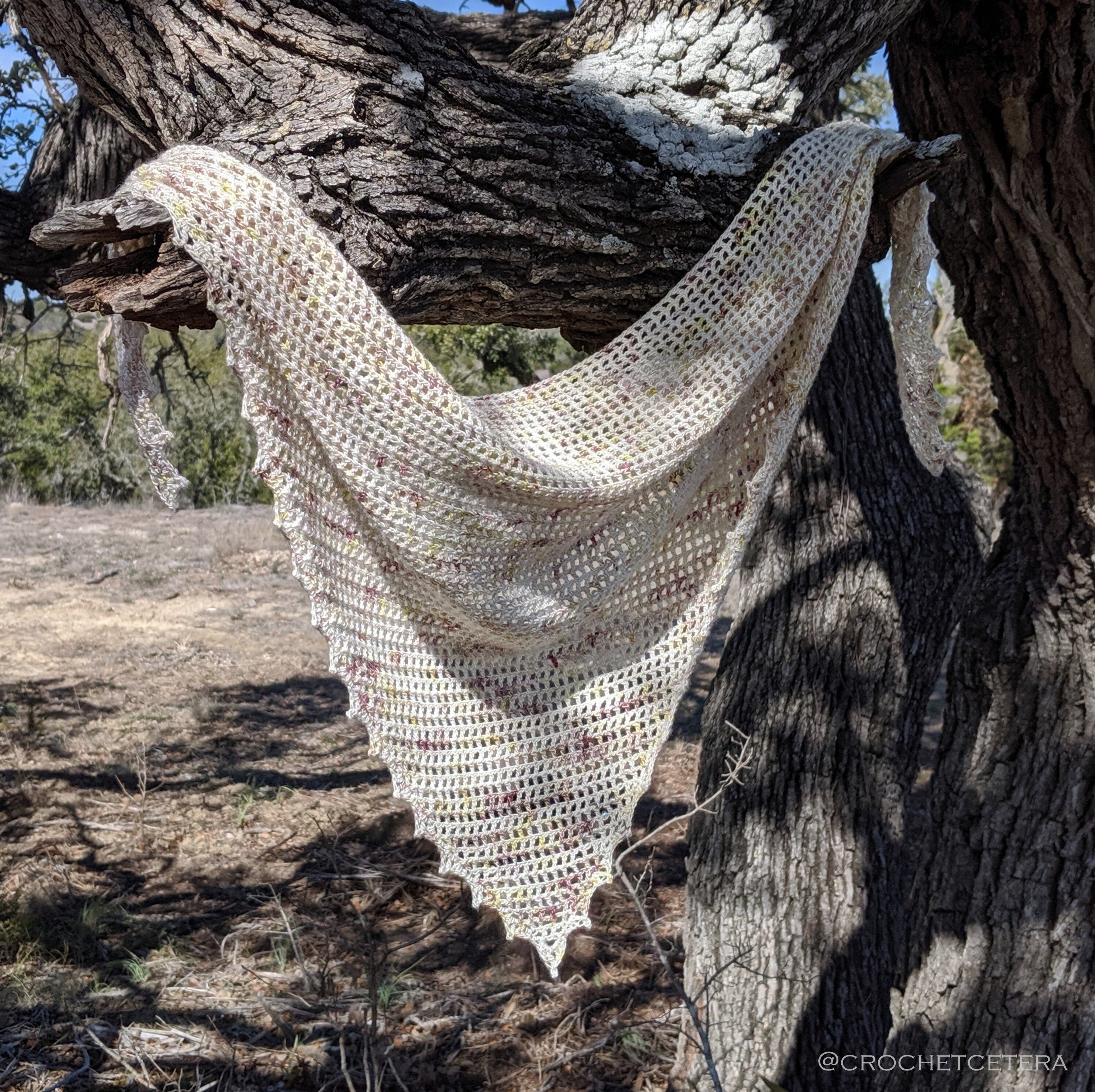 Botanical Impressions Triangle Shawl Single Skein Beaded Crochet Pattern PDF Instant Download