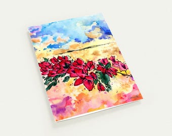 Bougainvillea Sunset: 5x7 Fine Art Blank Greeting Card, Tropical Floral Print