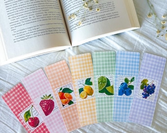 Fruit Gingham Laminated Bookmarks Set – Booktok Reader Gift