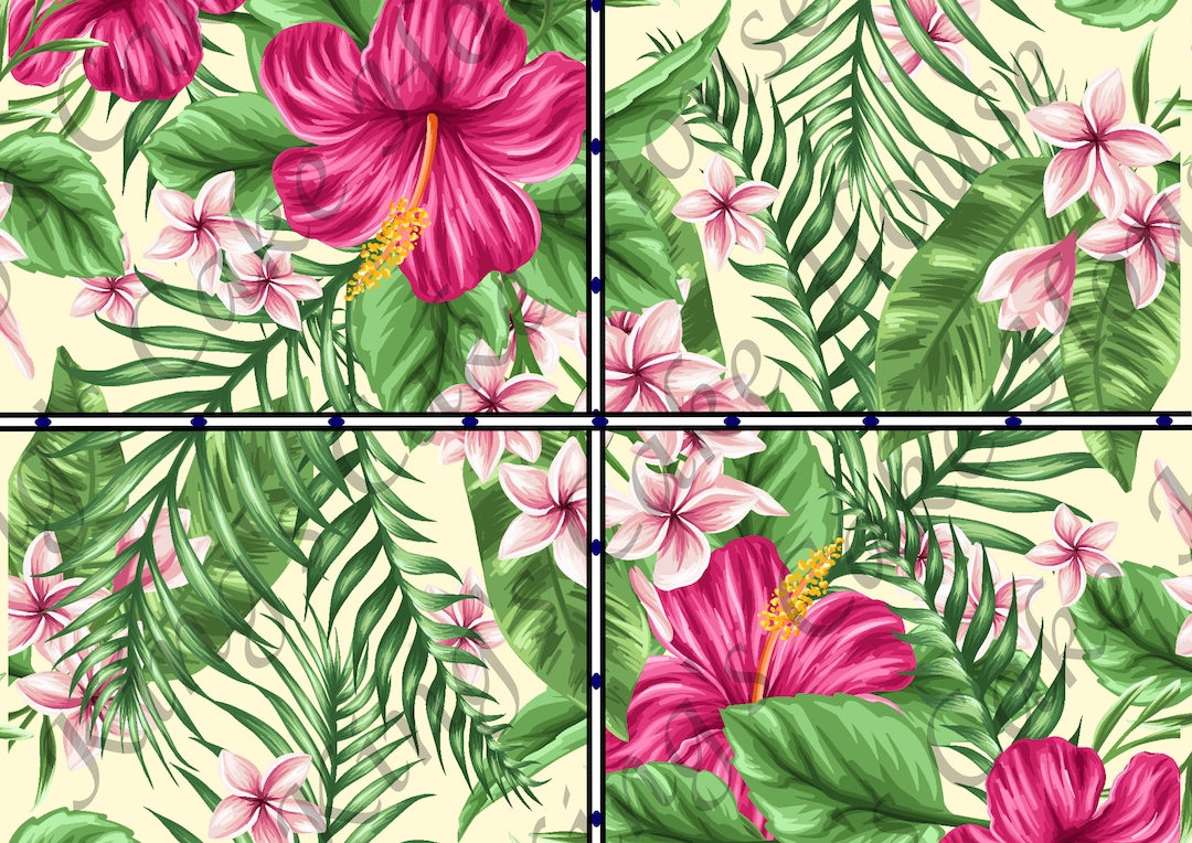 Tropical Floral Cake Wrap, Edible Icing Sheets, Set of 2. Tropical Leaves Cake Decoration, Cake