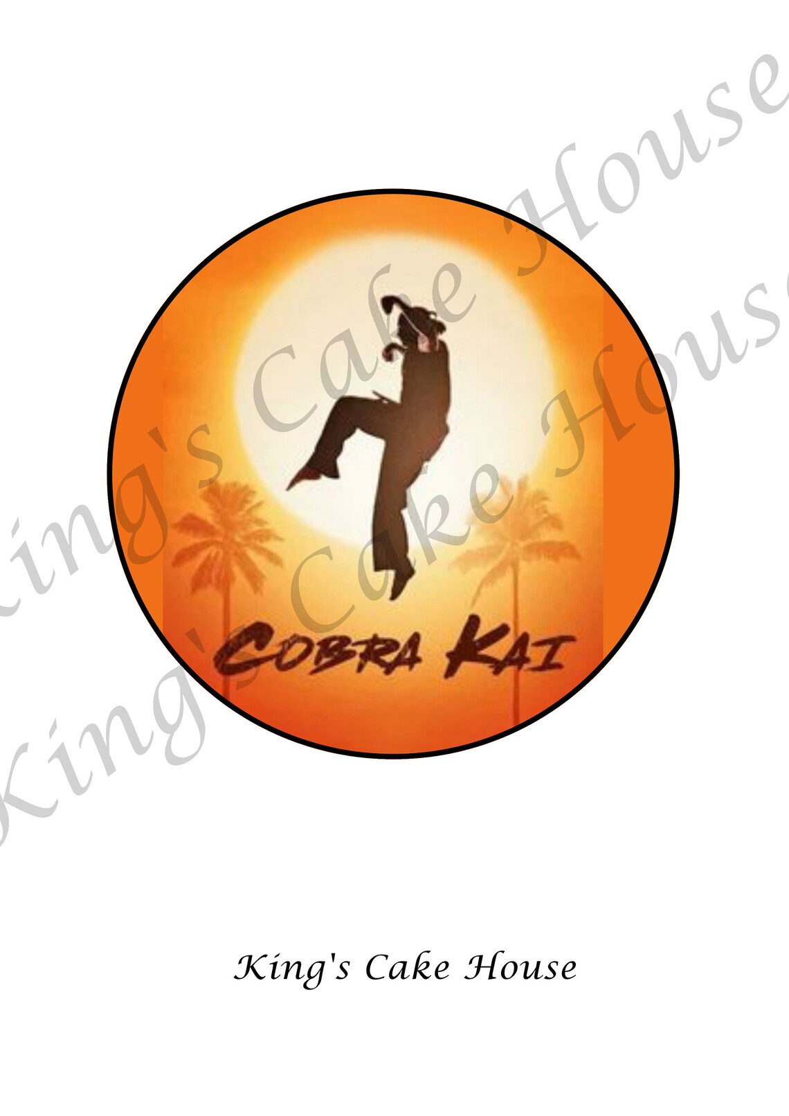 Cobra Kai round cake topper edible icing sheet. Birthday