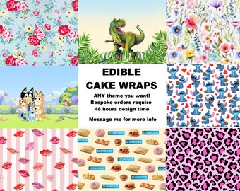 Edible Cake Wraps. BESPOKE SERVICE - Any theme you need! Price per A4 sheet