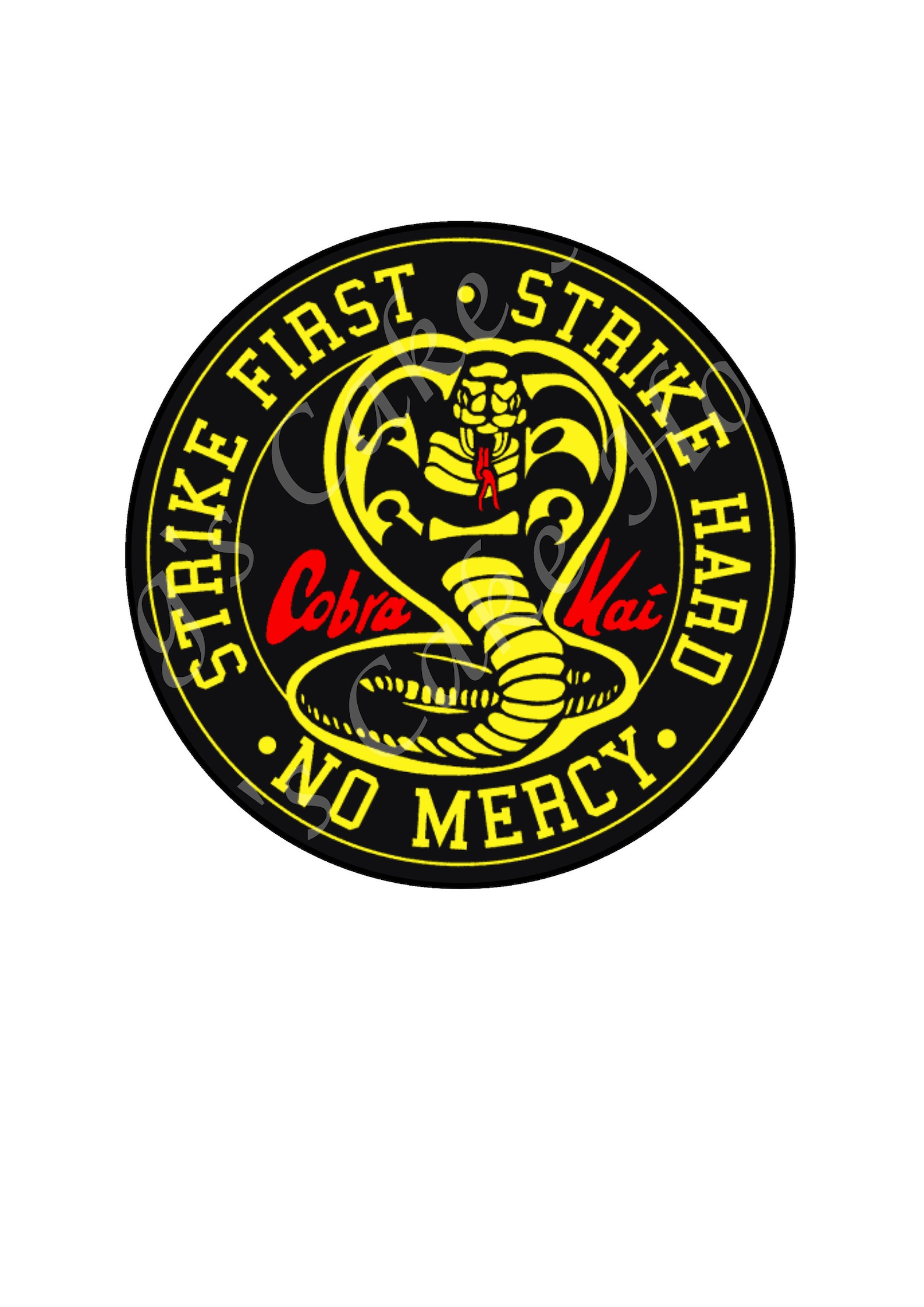 Cobra Kai round cake topper edible icing sheet. Birthday