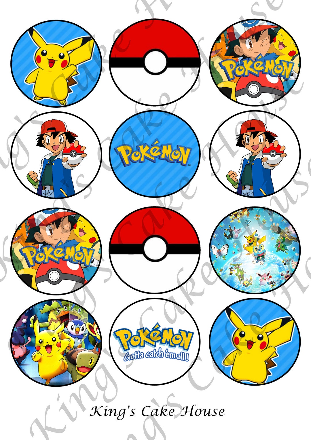 Pokemon Cupcake Toppers, Edible Icing Sheet, Birthday Cake Topper. Etsy
