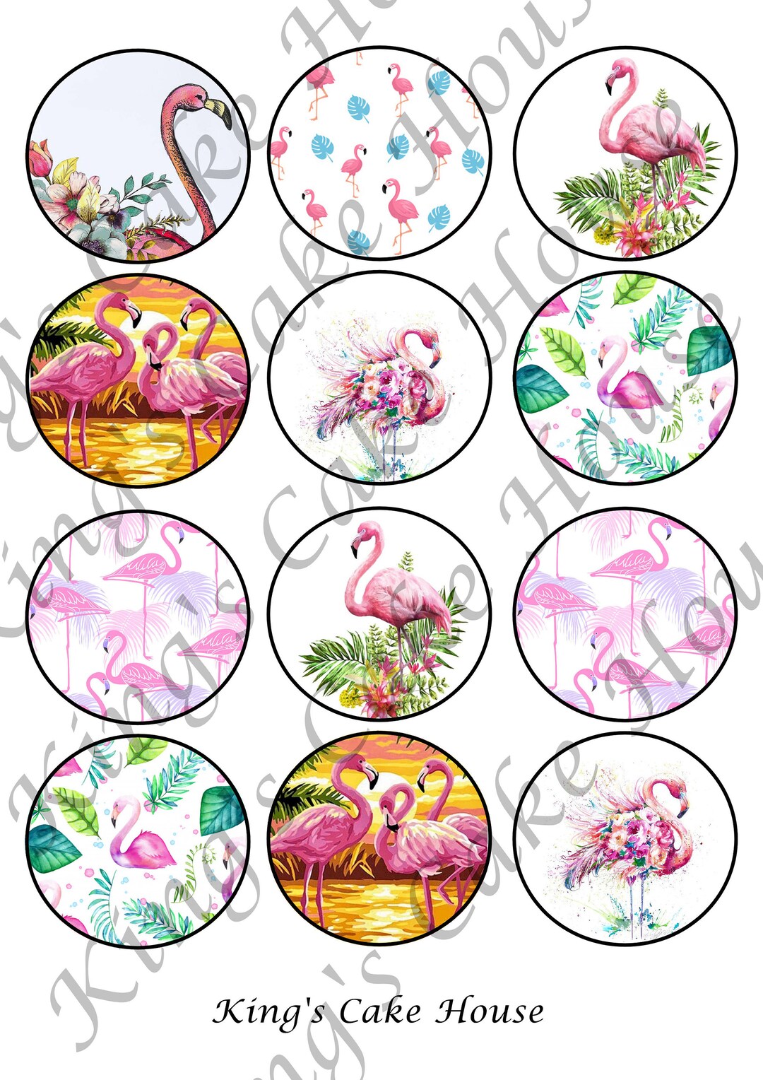 Flamingo Cupcake Topper, Edible Icing Sheet. Pink, Bird, Cute, Flamingo