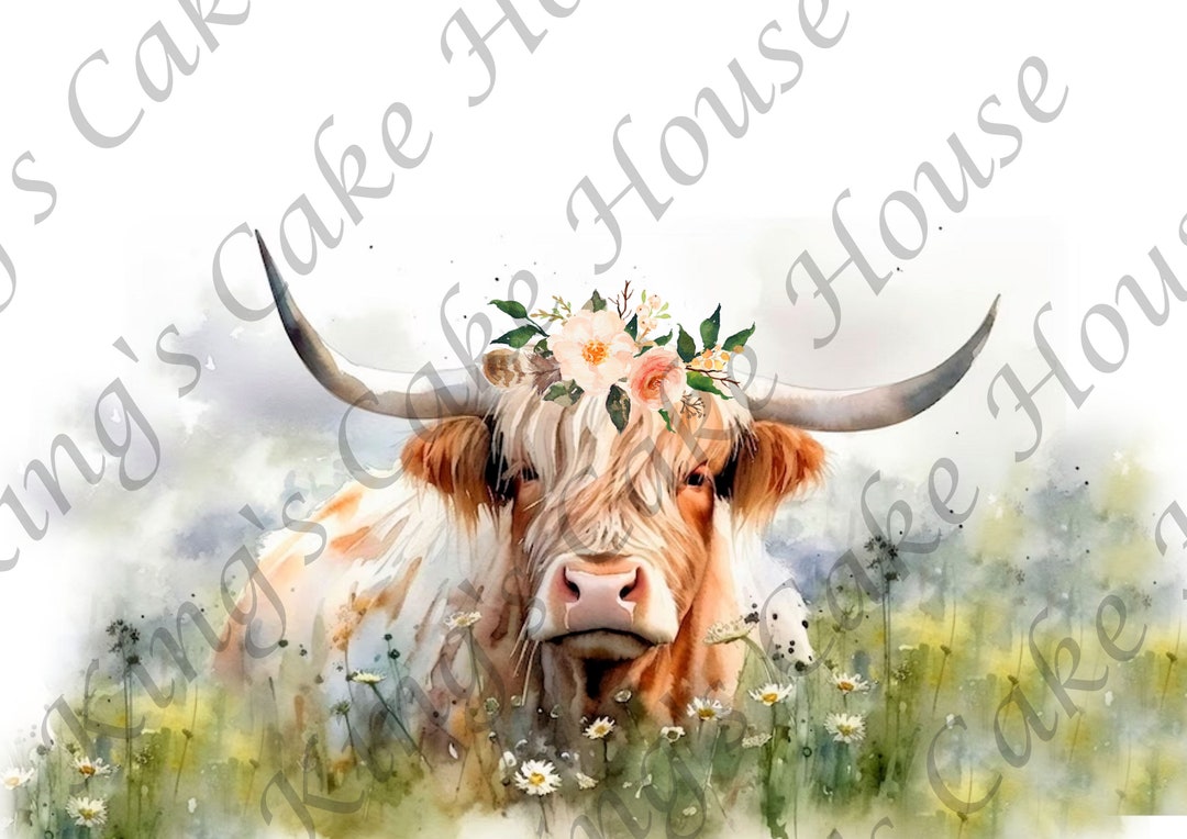 Highland Cow Edible Cake Wrap Icing Sheet Cake Topper Cake Etsy UK