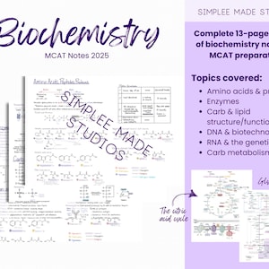 Biochemistry MCAT Review Notes and Summary Charts