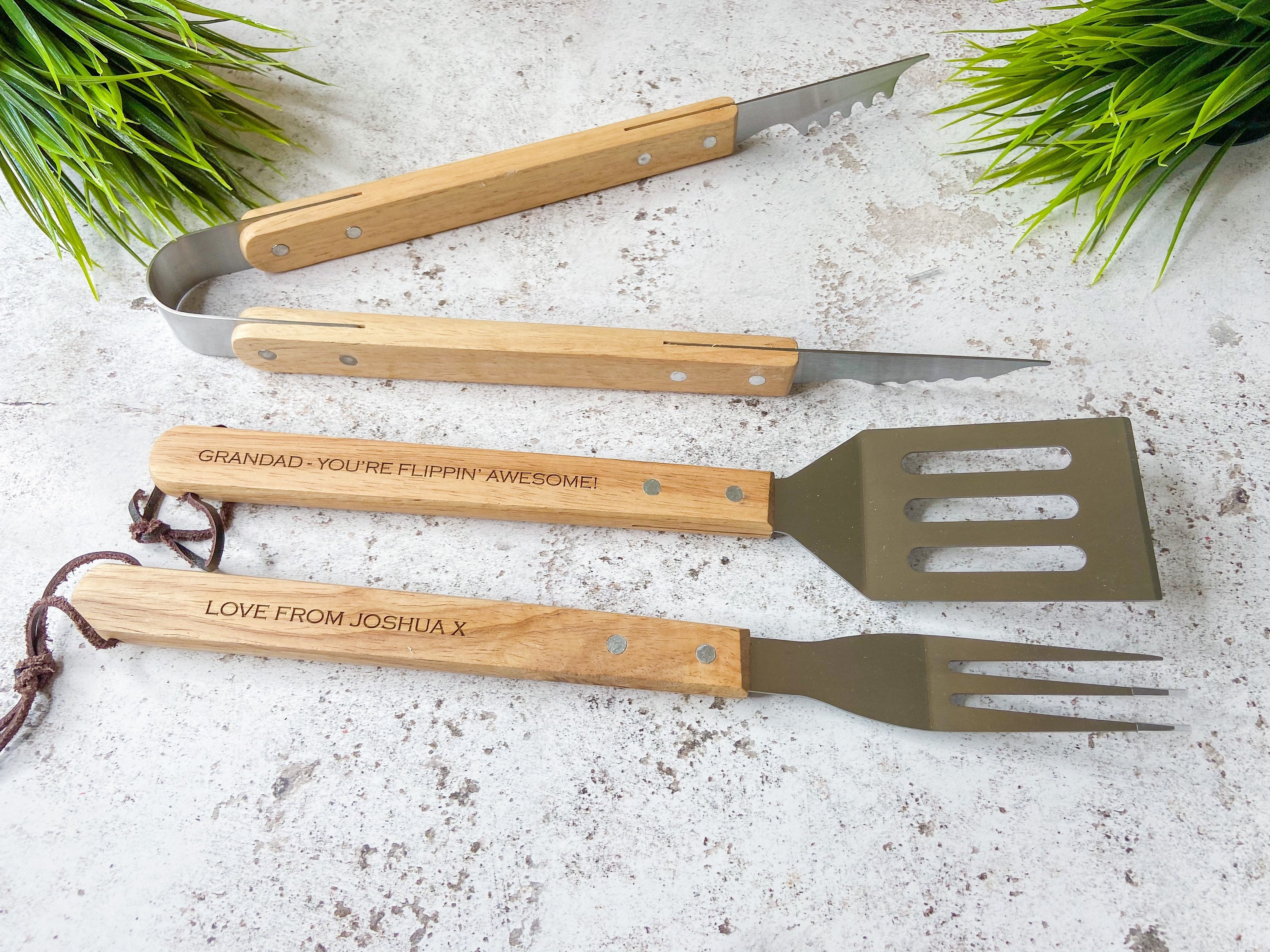 Personalised BBQ Tools Wooden BBQ Set Fathers Day Etsy