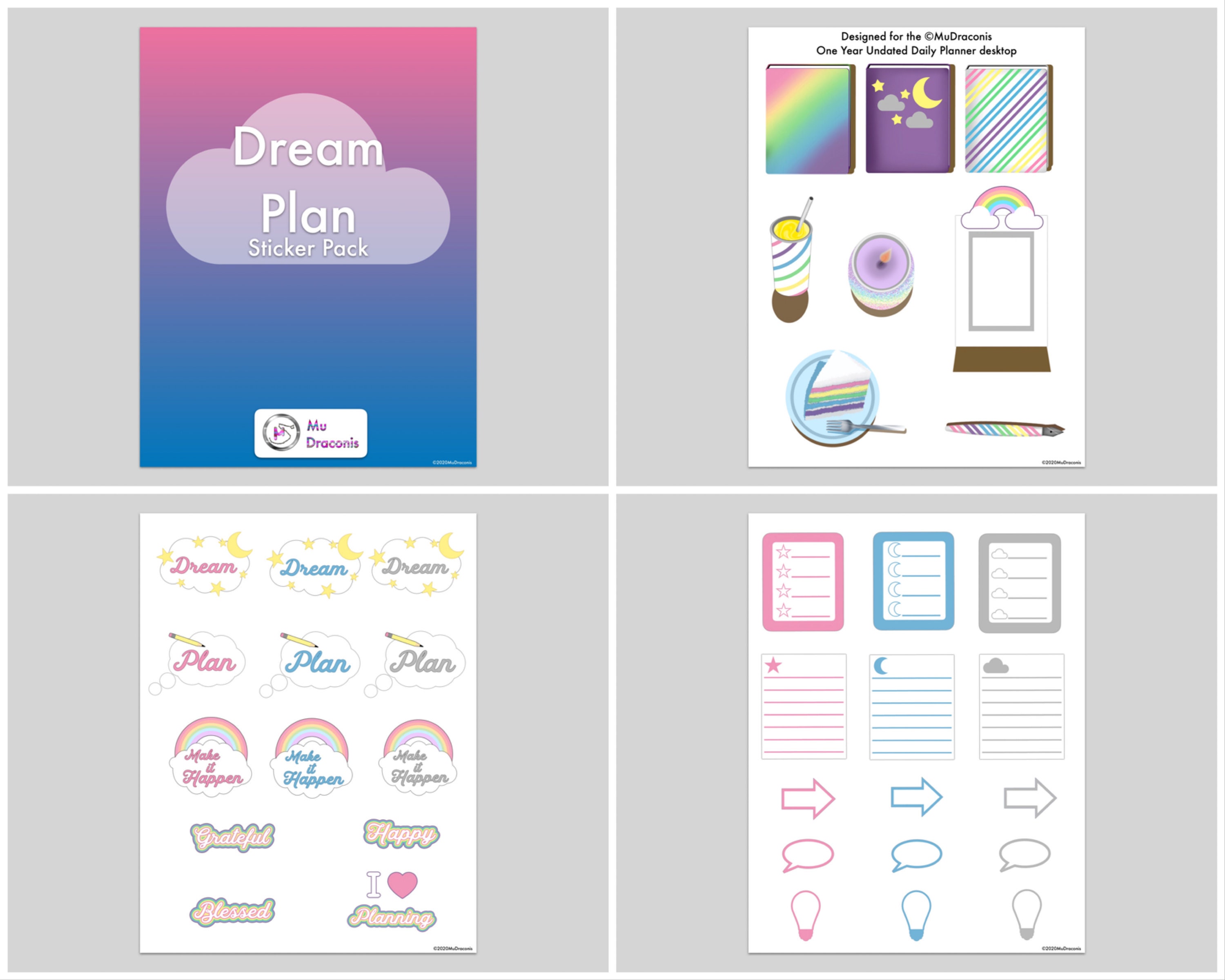 dream plan sticker pack digital stickers etsy