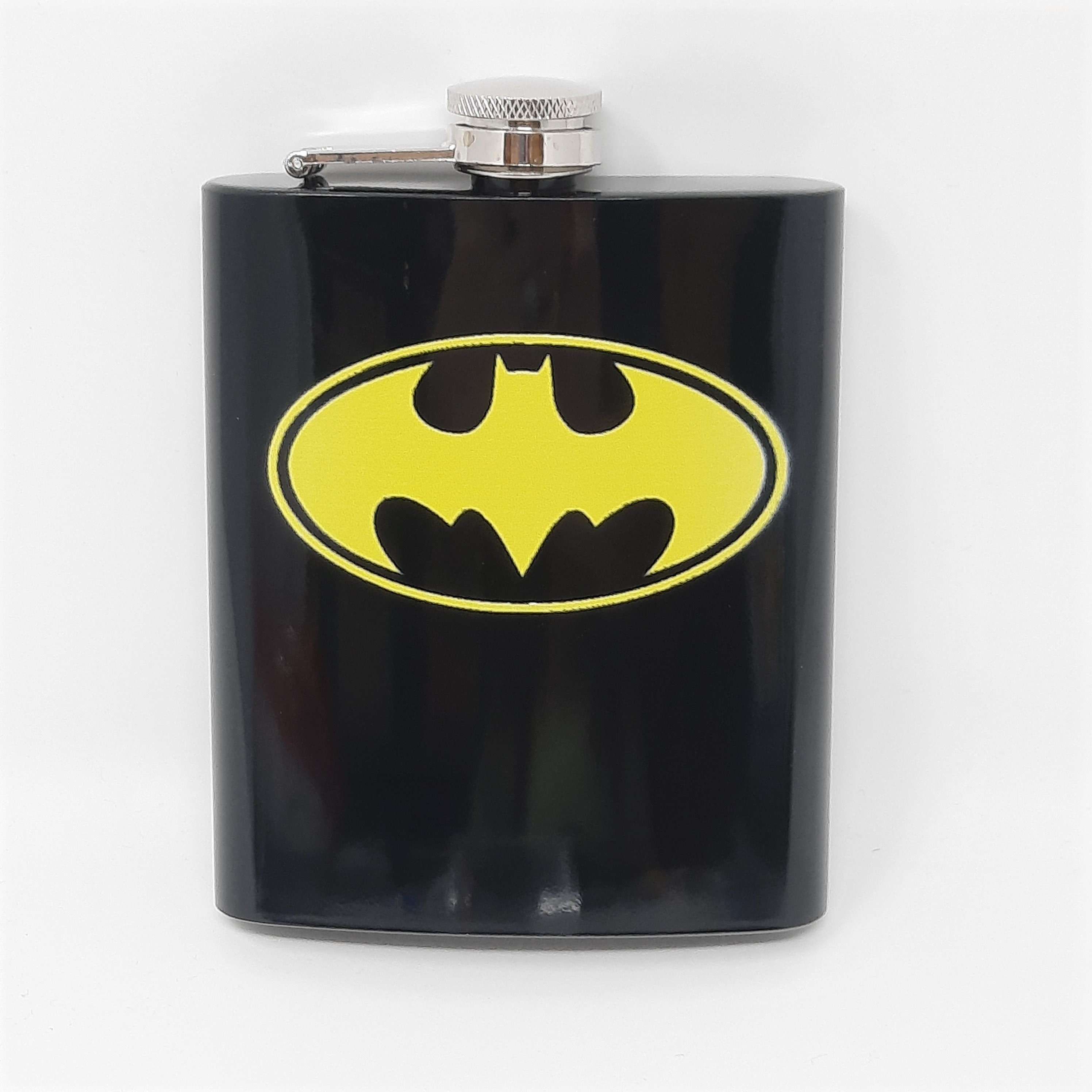 Batman DC Comic Superhero on Black Flask - Etsy
