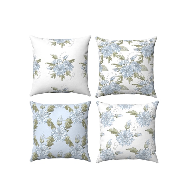 Blue and white floral pillow covers 18x18, 20x20, blue and white pillows, decorative pillows for couch blue, blue pillow case, cushion cover