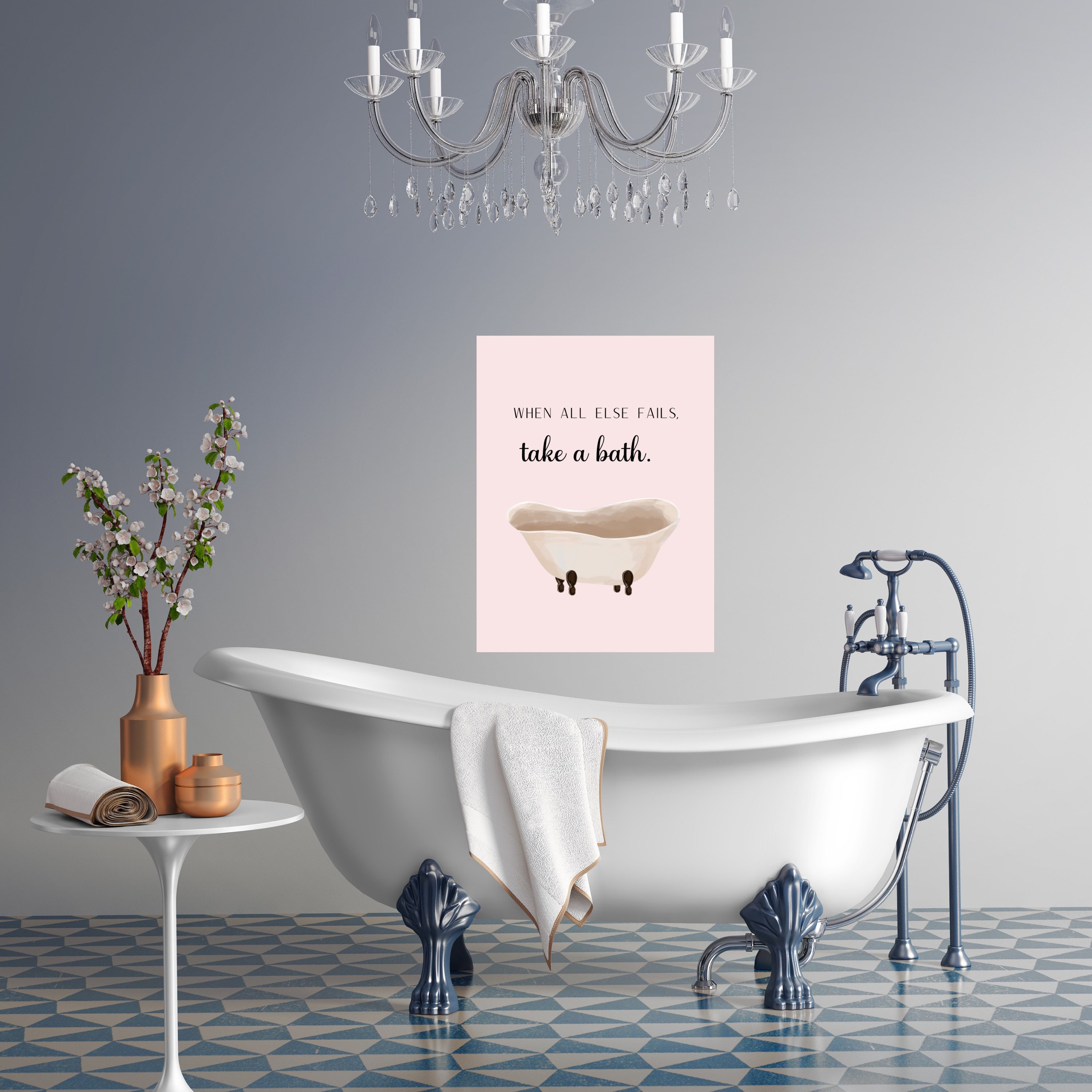 Blush bathroom decor bathtub decor pink bathroom wall art Etsy