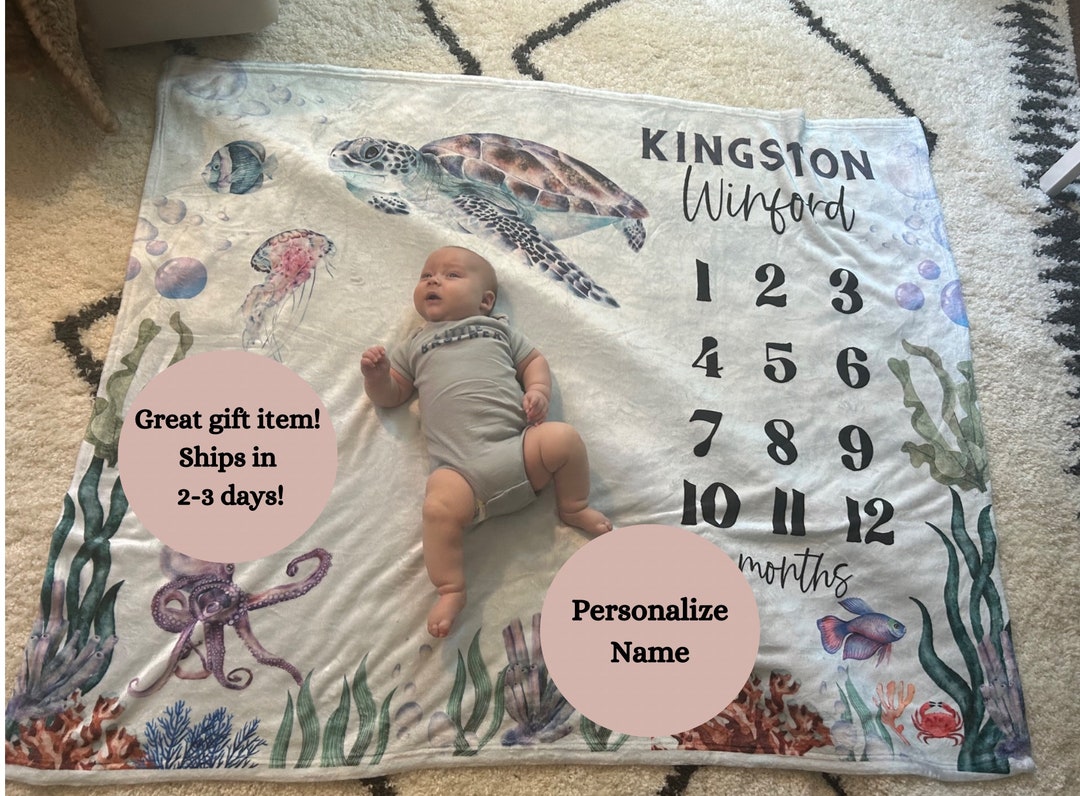Baby Milestone Turtles Under the Sea Baby Milestone Blanket - Etsy