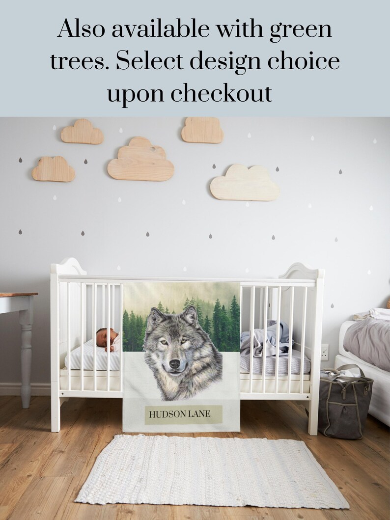 Wolf Baby Blanket Wolf Baby Shower Wolf Minky Blanket Wolf Etsy