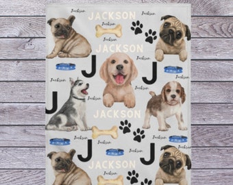 Puppy Blanket For Kids Personalized Baby Blanket Boy Puppy Blanket Personalize Puppy Dog Baby Blanket Toddler Boy Dog Blanket Dog Minky