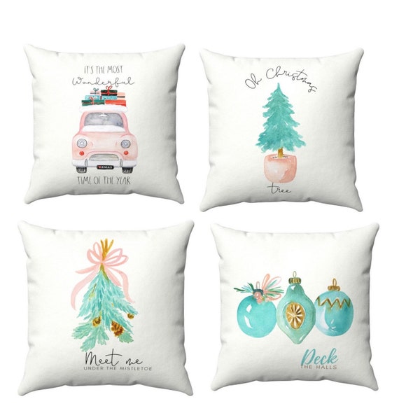 Blush christmas pillows sale