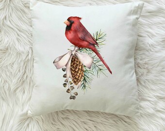 christmas cardinal throw pillows