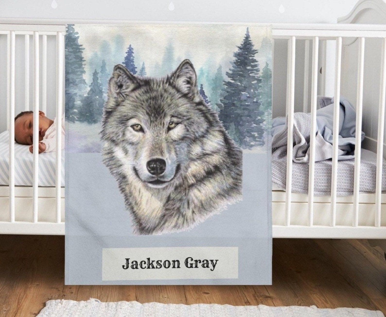 Wolf Baby Blanket Wolf Baby Shower Wolf Minky Blanket Wolf Etsy