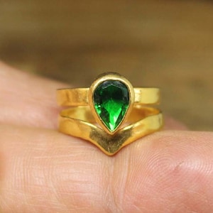 Handmade Lab created Emerald Unique Design Sterling Silver Ring Graduation Gift