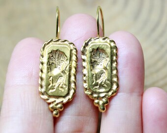 Handmade Bronze Roman Coin Earrings: Sterling Silver 925K