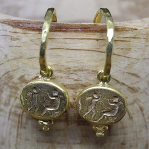 Handmade Sterling Silver Roman Coin Hoop Earrings: Replica Jewelry