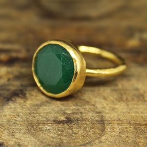 Lab created Emerald Unique Design Adjustable Minimalist Sterling Silver Ring