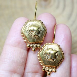 Handmade Bronze Roman Coin Earrings: Sterling Silver 925K
