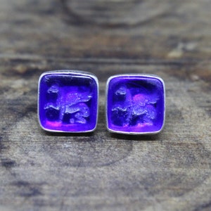 Handmade Intaglio, Stud Earring Glass, art Intaglio Pegasus, 925K Sterling Silver, Intaglio Ancient Roman Art, Sterling Silver Stud Earring