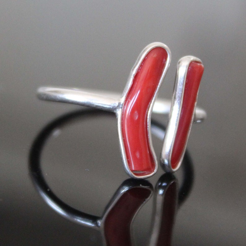 Coral Ring Promise Ring March birthstone Engagement For her Solid Sterling Silver 925K Handmade Natural Stones Coral Ring