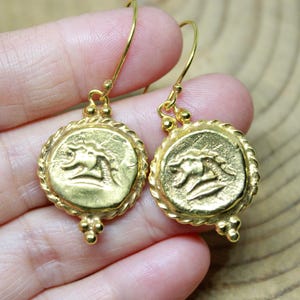 ハンドメイドスターリングシルバーローマコインイヤリング：ブロンズレプリカ
