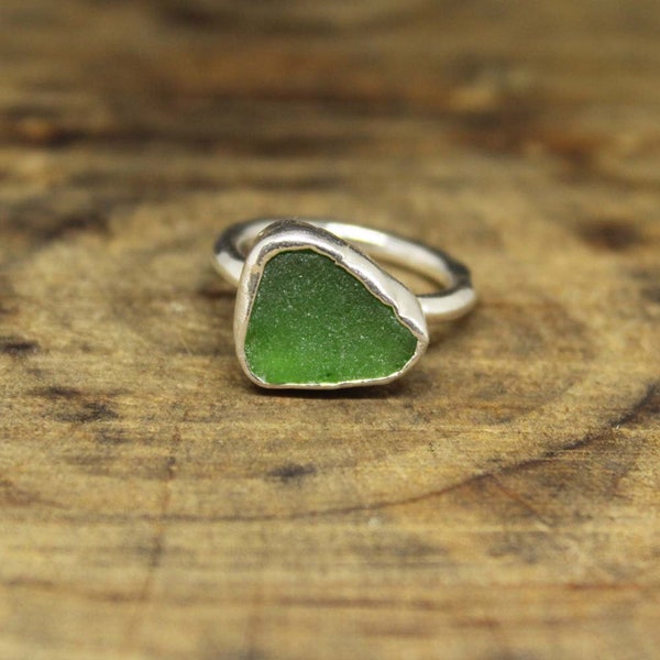 Handmade Sea Glass Ring, Gold Plated Ring, Glass art Intaglio Silver, 925K Sterling Silver, Intaglio Ancient Roman Art Ring, Vintage Style