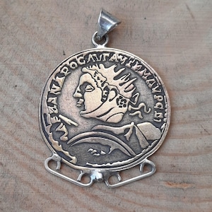 Handmade Roman Imperial Coins of Balbinus Necklace, Signet Silver Necklace, Antique Silver, Ancient  Brass Metal and Silver Necklace