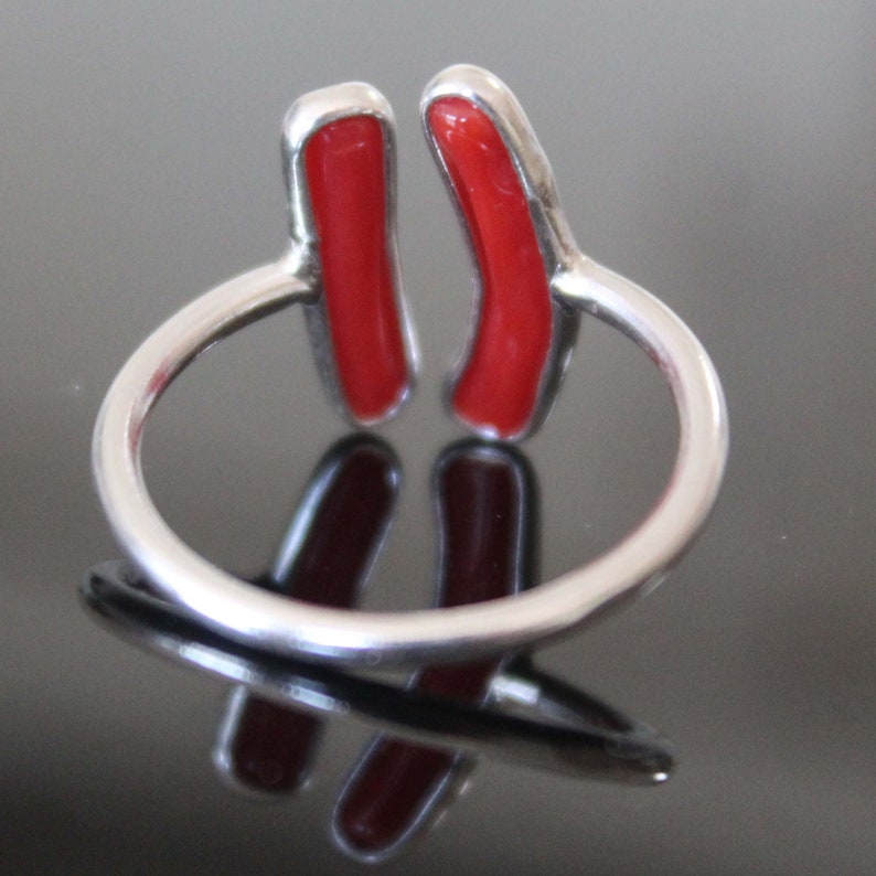 Coral Ring Promise Ring March birthstone Engagement For her Solid Sterling Silver 925K Handmade Natural Stones Coral Ring