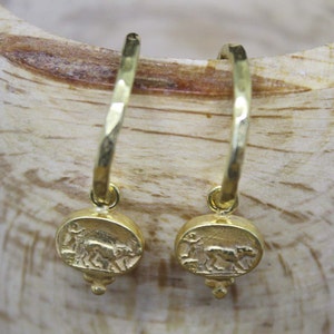 Handmade Sterling Silver Roman Coin Earrings: Replica Charm Hoops