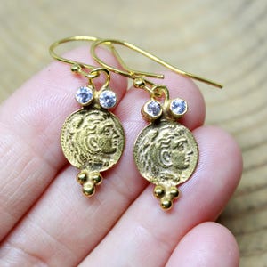 Handmade Sterling Silver Roman Coin Earrings: Bronze Replica