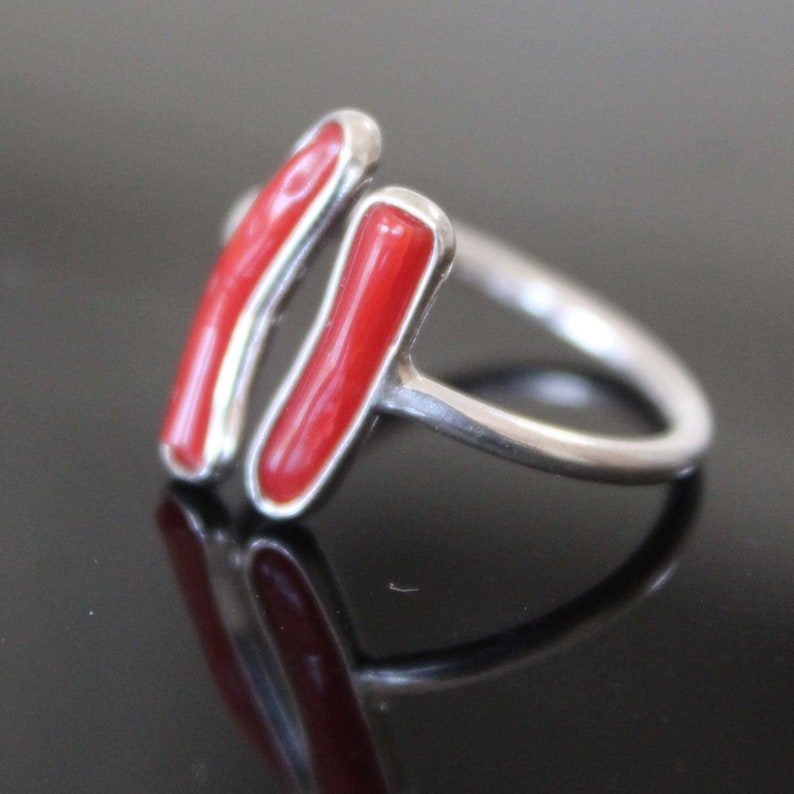 Coral Ring Promise Ring March birthstone Engagement For her Solid Sterling Silver 925K Handmade Natural Stones Coral Ring