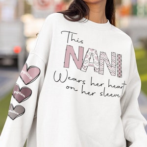 Esta Nani lleva su corazón en la manga, Día de San Valentín, Día de la Madre, Corazones garabatos, Sublimación, Diseño Descarga digital, Camisa, PNG
