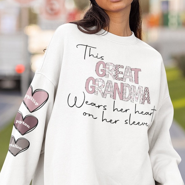 This great grandma wears her heart on her sleeve, Valentine's day, Mother's day, doodle, Sublimation, Design Digital download, Shirt, PNG